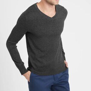 Banana Republic Silk Cotton Cashmere V-Neck Sweater Gray Small